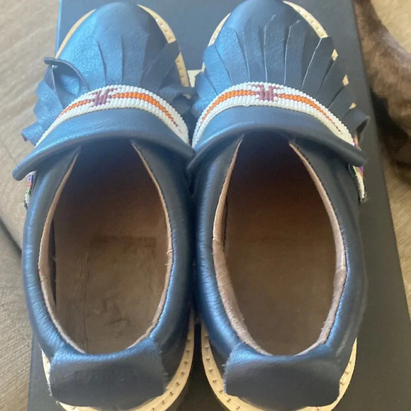 Slip on GLASTO shoe with a beaded thunderbird / eagle Navajo style oxford loafer - Picture 7 of 8